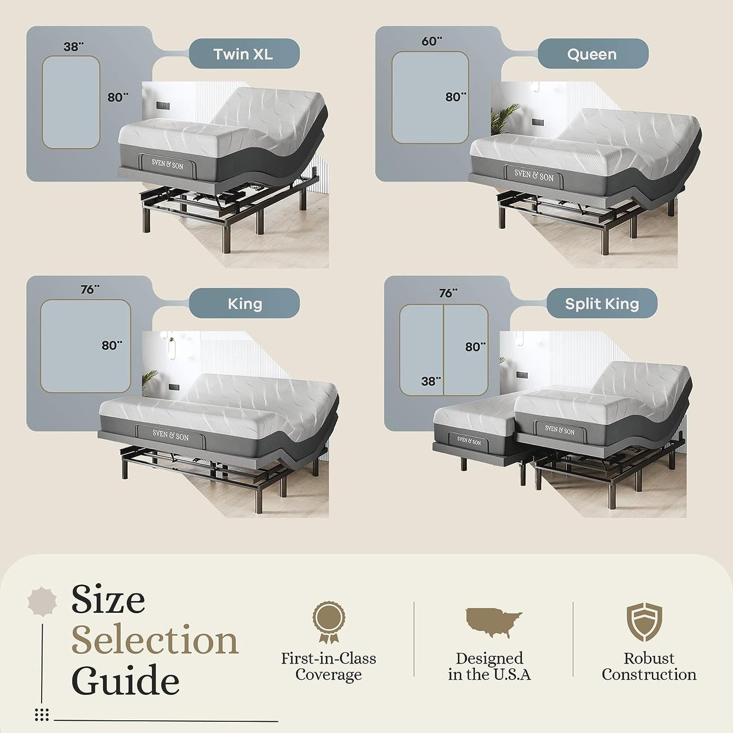Classic plus (With Head-Tilt) Adjustable Bed Base (Frame) + 14 Inch Hybrid Spring Matt (Medium Soft), Head and Foot Lift, Massage, Under-Bed Lights, USB, Memory, Zero Gravity - Twin XL