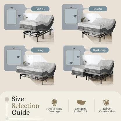 Classic plus (With Head-Tilt) Adjustable Bed Base (Frame) + 14 Inch Hybrid Spring Matt (Medium Soft), Head and Foot Lift, Massage, Under-Bed Lights, USB, Memory, Zero Gravity - Twin XL